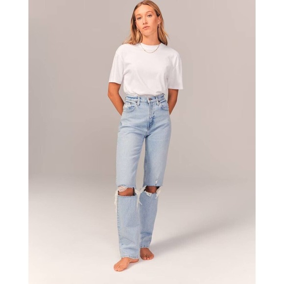 Abercrombie & Fitch Ultra High Rise 90s Straight Jean Denim Plus Size 37 24W - Picture 15 of 16